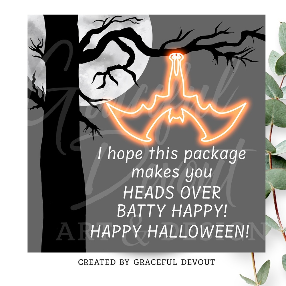 I Hope This Package Makes You Heads Over Batty Happy!  2" (inches) 96ct Stickers